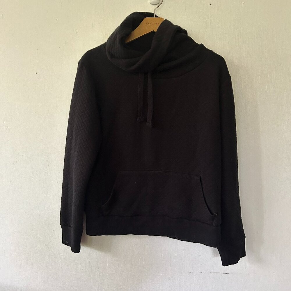 Cedar Wood State Sweatshirt Womens Large Black Cowl Neck‎ Pull Over Minimalist